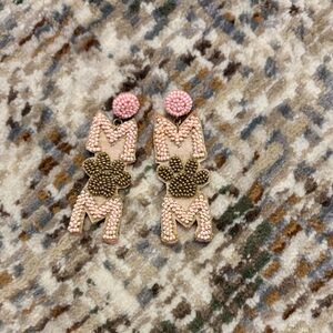 Pink and Gold Beaded Earrings